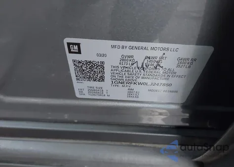 2020 Chevrolet Traverse Fwd Ls из США, поврежденный, VIN 1GNERFKW0LJ247850